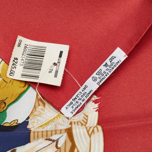 HERMES Red Silk Scarf - Picture 5 of 6